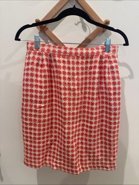Womens Salmon and Cream Houndstooth tweed Skirt